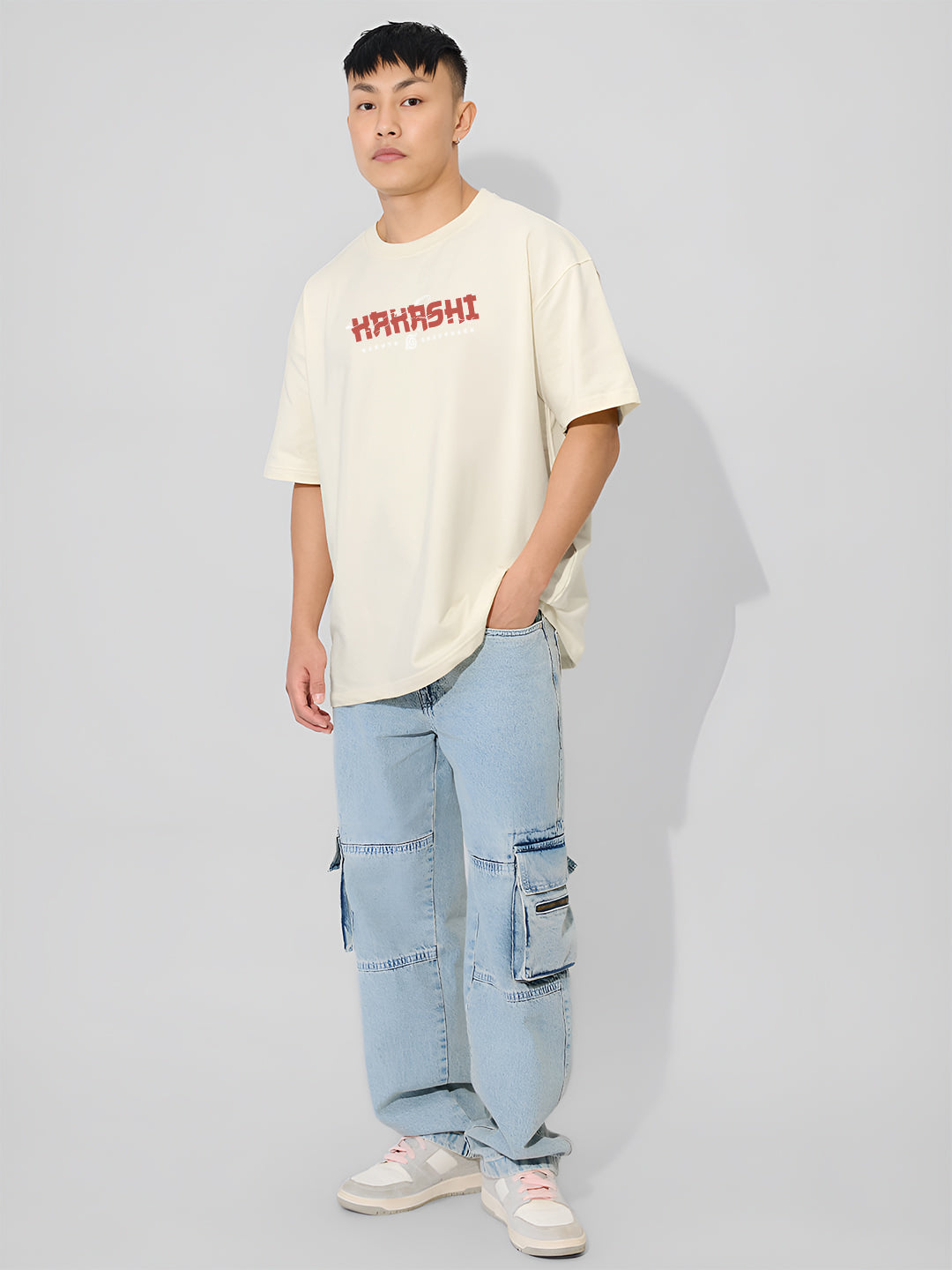 Oversized Kakashi Graphic T-shirt Print