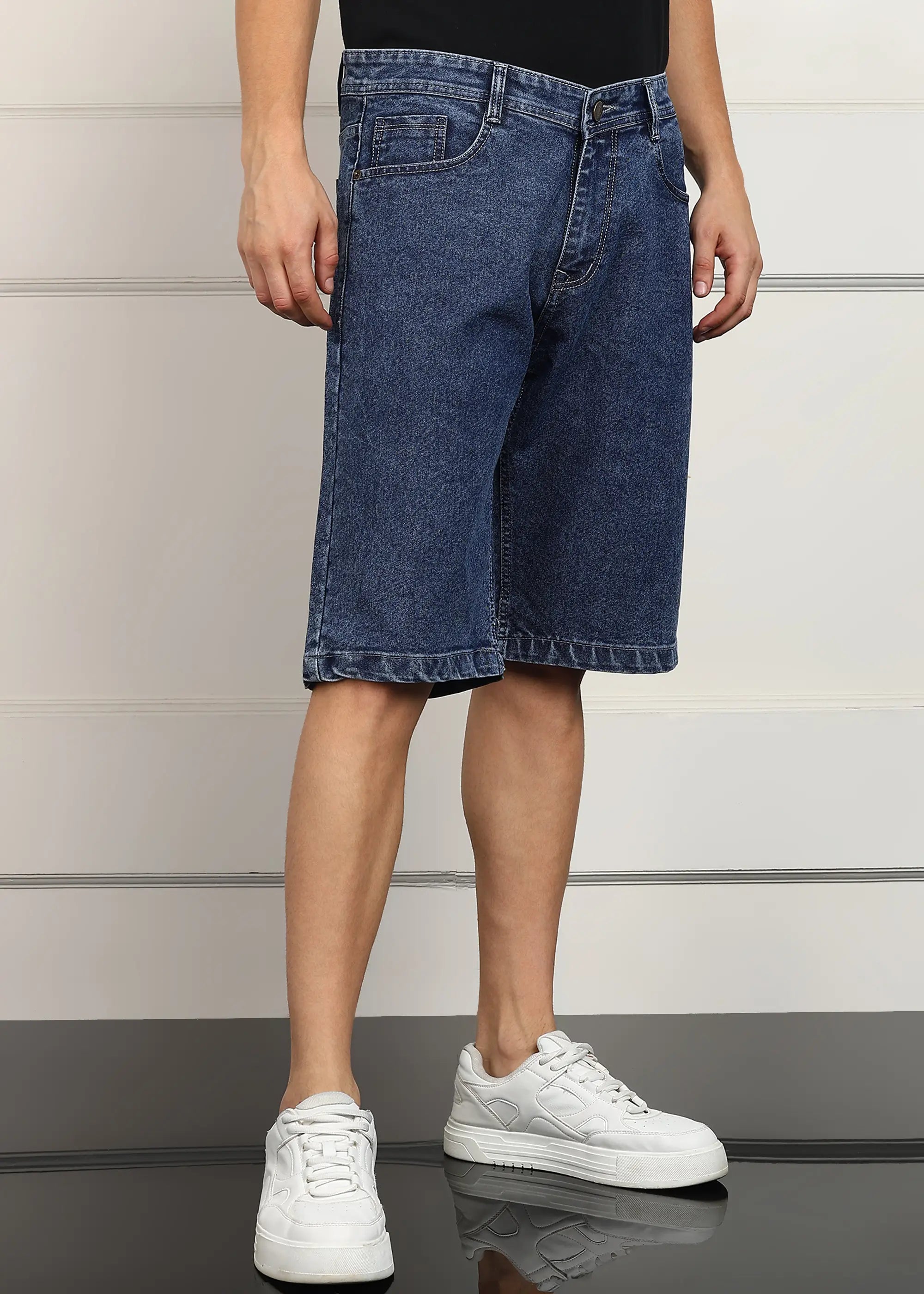 TOOMESJEANS Solid Men Denim Dark Blue Baggy Shorts