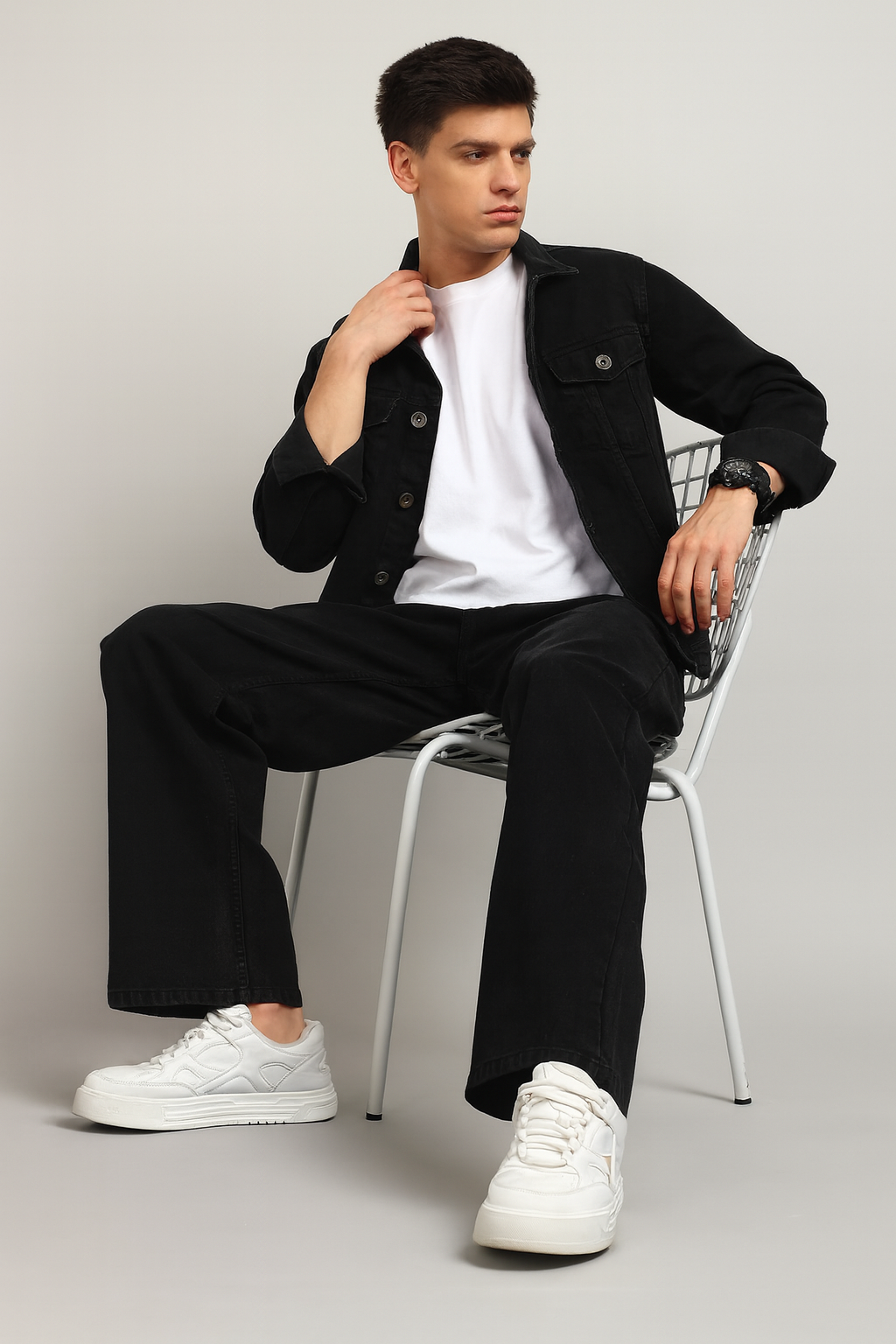 TOOMESJEANS Loose Fit Men Baggy Black Jeans