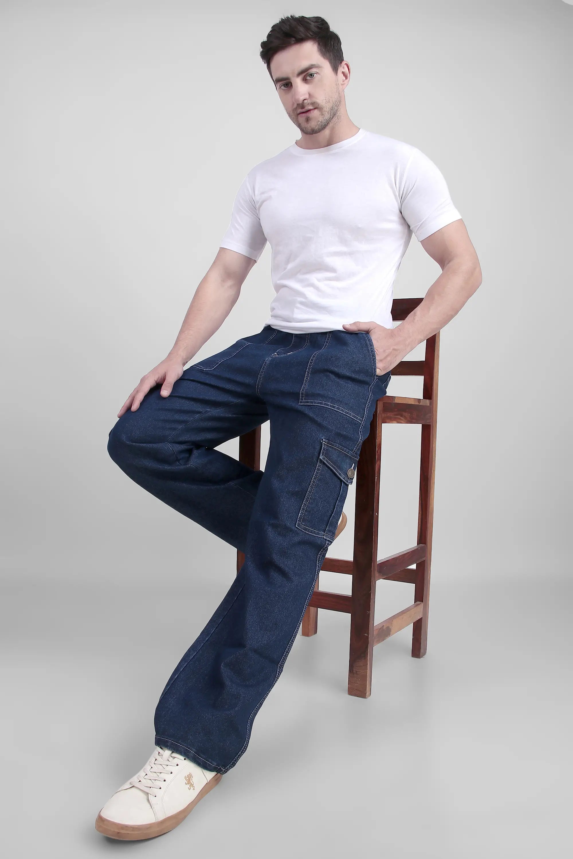 TOOMESJEANS  Men Baggy Dark Blue Cargo