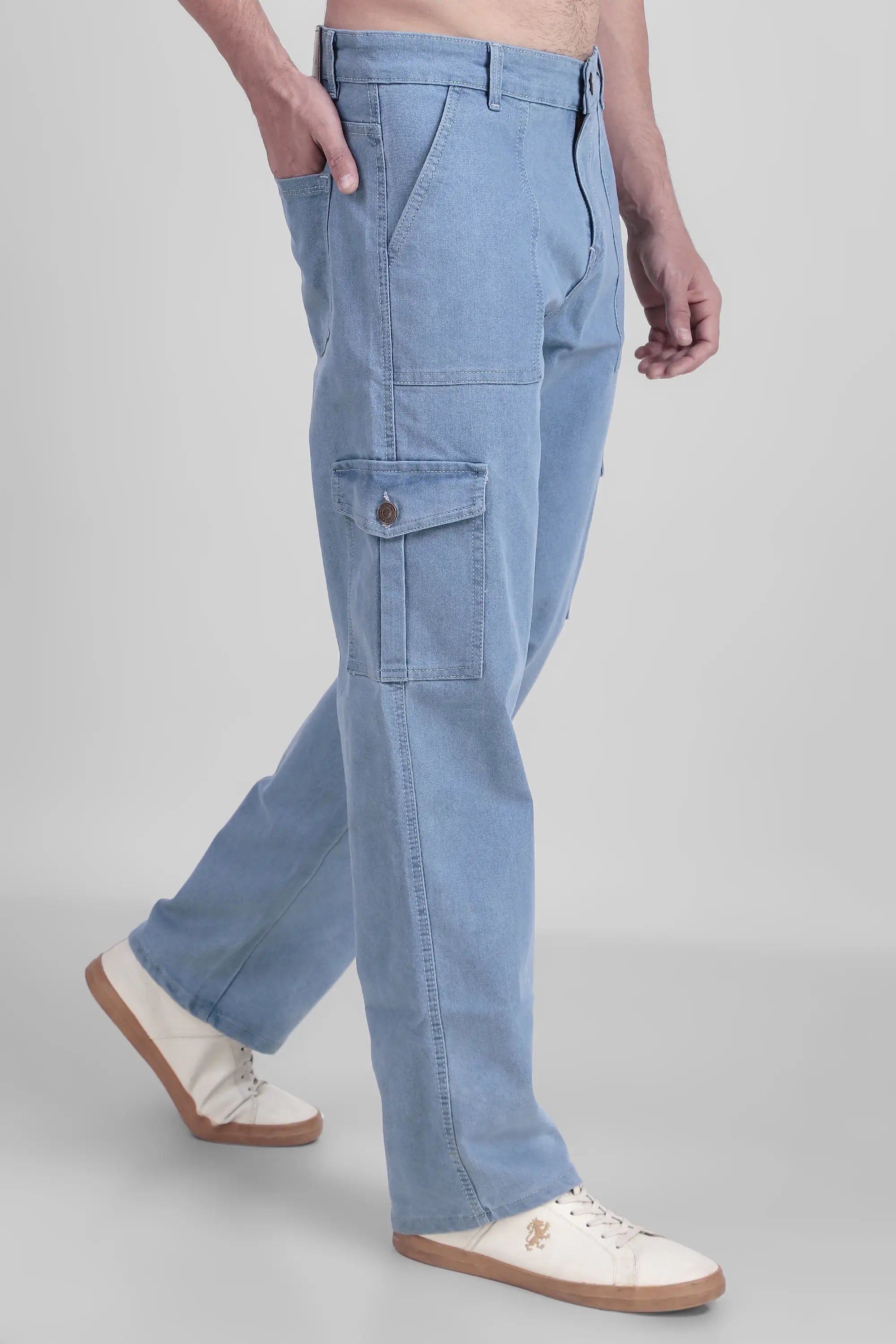TOOMESJEANS  Men Baggy Light Blue Cargo