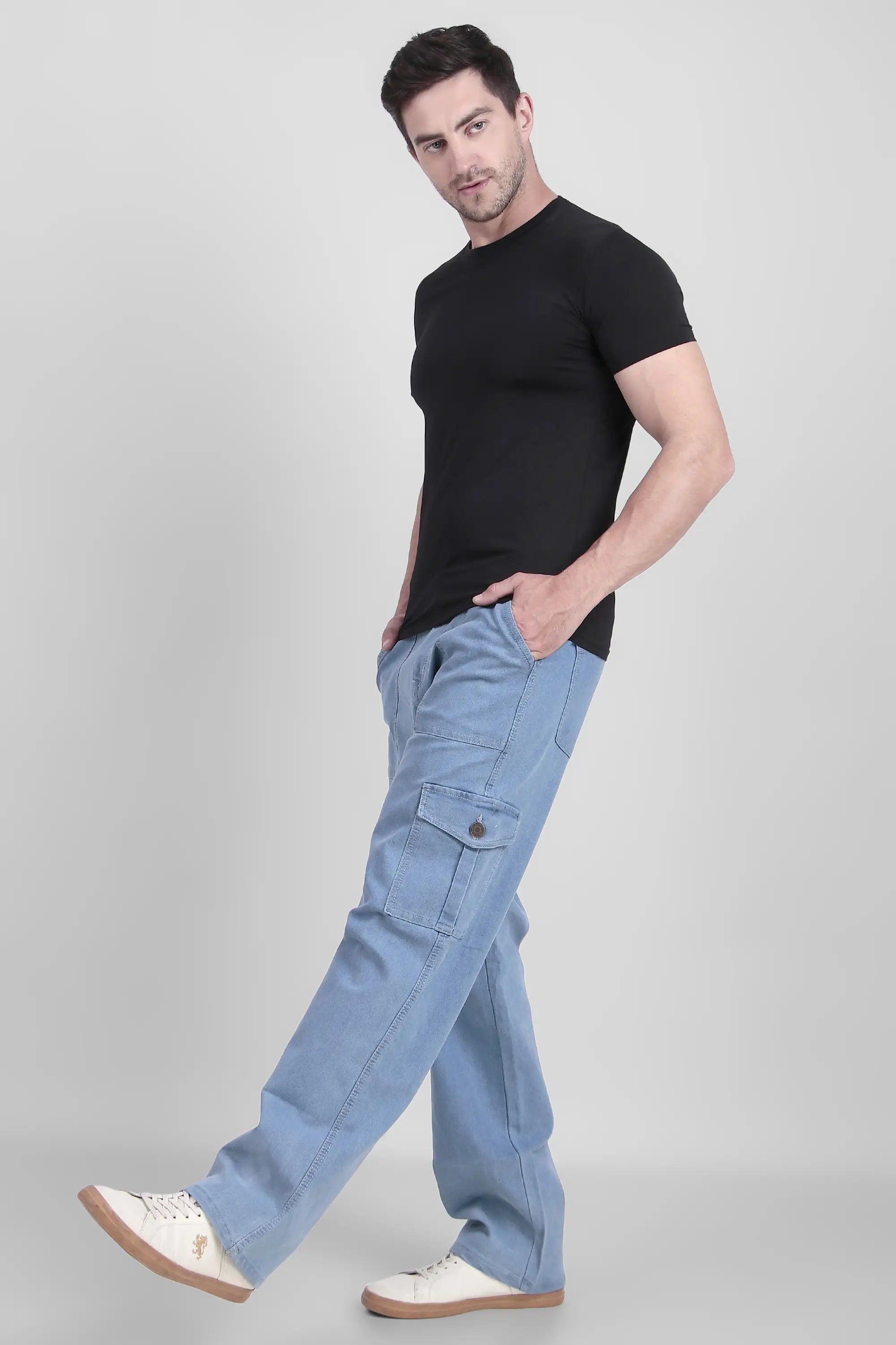 TOOMESJEANS  Men Baggy Light Blue Cargo